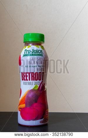 Saint Elizabeth, Jamaica - February 22 2020: Beetroot Vegetable Juice By Jamaican Brand Tru-juice Of