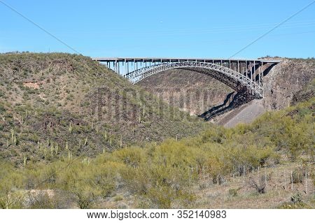 Burro Creek Bridge Near The Burro Creek Campground In The Sonoran Desert, Arizona Usa