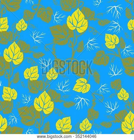 Seamless Pattern And Floral Design In Blue Background