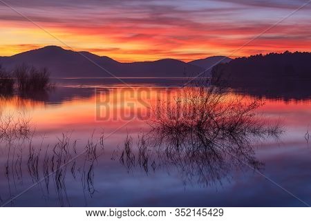 Colorful Sunset At Ulibarri Ganbia, Vitoria, Alava