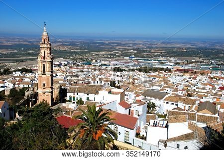 Estepa, Spain - November 13, 2008 - Torre De La Victoria And General View Over Rooftops Towards Coun