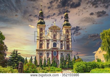 Beautiful St.nicolas Church In The Town Of Otmuchow In Poland.