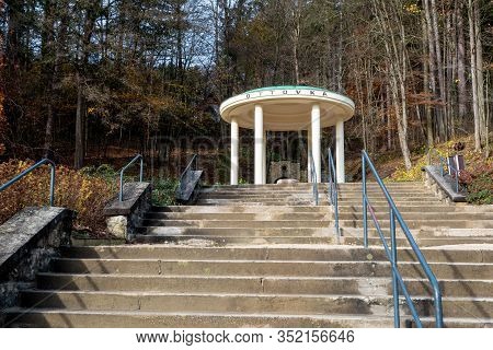 Pavilion Of The Ottovka Spring In Luhacovice Which Was Built In 1929 With An Old Staircase