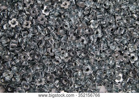 Furniture Nut Persistent M6 Galvanized White In Bulk Closeup In The Studio