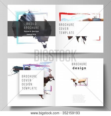 Vector Layout Of Two Covers Templates For Square Bifold Brochure, Flyer, Cover Design, Book Design, 