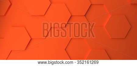 Abstract Modern Orange Honeycomb Background, 3d Rendering