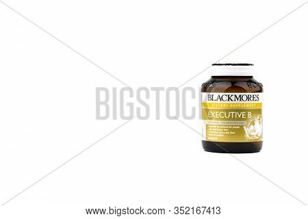 Kuala Lumpur, Malaysia - February 20,2020 : Blackmores Executive B Vitamins Isolated On A White Back