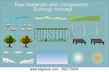 Raq Materials And Components. For Ecology Concept Polygon Vector Illustration.