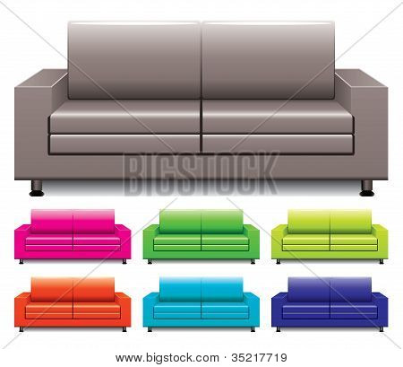 Vector Set Of Colorful Sofas