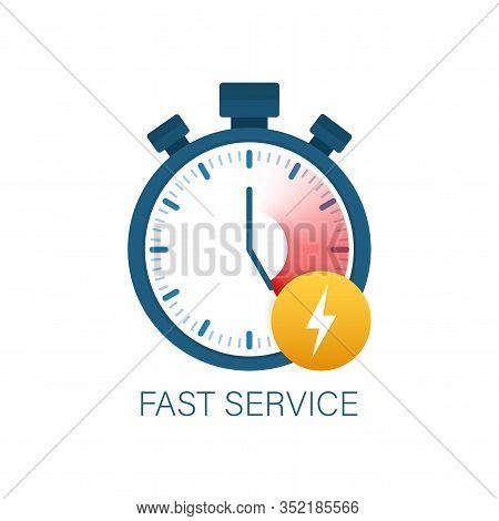 Fast Service. Fast Delivery Icon, Timely Service, Stopwatch. Vector Stock Illustration.
