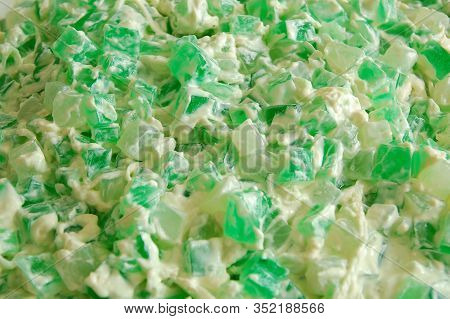 Coconut With Pandan Jelly And Cream Salad Dessert