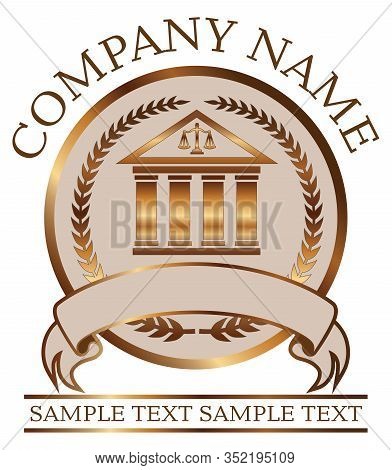 Law Or Lawyer Seal - Gold With Colonnade Is An Illustration Of A Lawyer Or Law Office Seal Or Emblem