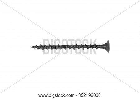 Self Tapping Metal Screw Isolated On A White Background. Self-tapping Screws Isolated Over White Bac