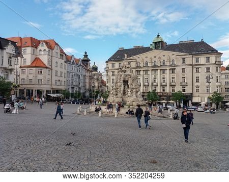 Brno, Czech Republic - Circa June 2018: Cabbage Market Square (zelni Trh In Czech Language)