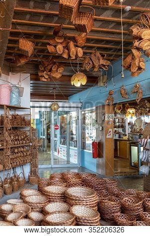 Camacha, Madeira, Portugal - April 19, 2018: Wicker Baskets On Sale In A Factory Shop In Camacha On 