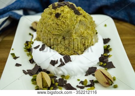 A Green Ball Of Italien Pistachios Ice Cream