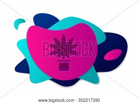 Color Medical Marijuana Or Cannabis Plant In Pot Icon Isolated On White Background. Marijuana Growin