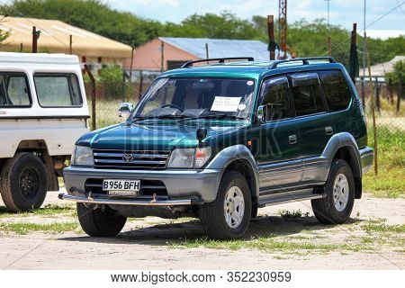 Maun, Botswana - February 9, 2020: Off-road Car Toyota Land Cruiser Prado 90 In The Town Street.