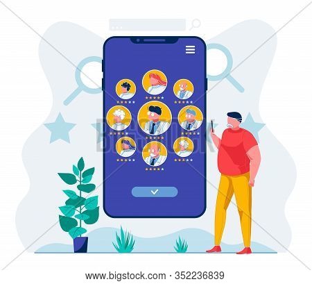 Patient Comparing Medical Workers Illustration. Hospital Client Choosing Best Doctor Cartoon Charact