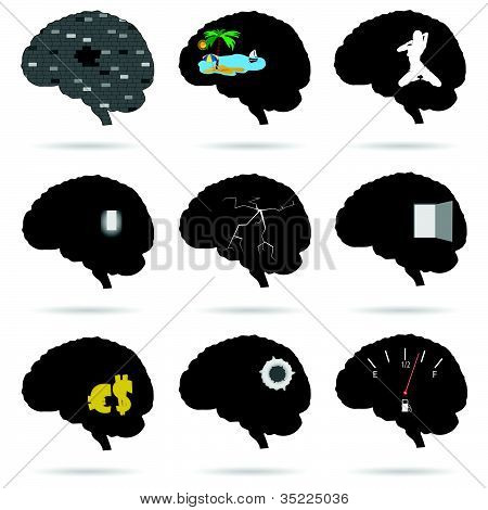Brain Funny And Cute Vector Silhouette