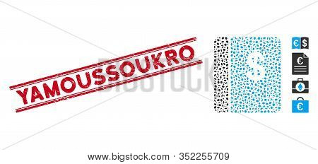 Grunge Red Stamp Seal With Yamoussoukro Caption Between Double Parallel Lines, And Mosaic Accounting