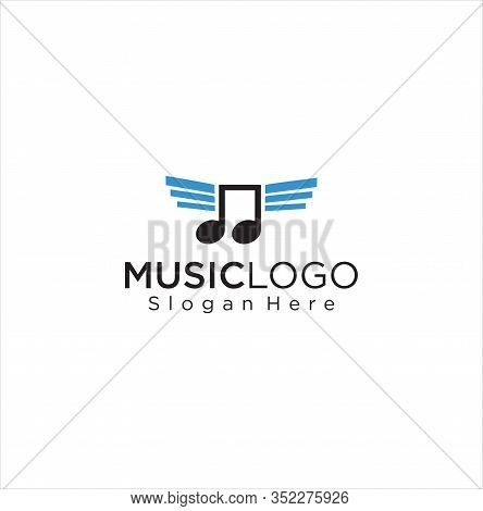 Note Wing Logo Vector Stock Vector . Fly Music Flat Logo Design