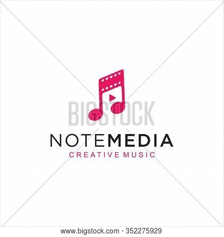 Play Music Video Logo Design . Media Player Note Logo Emblem Stock Vector . Music Video Festival