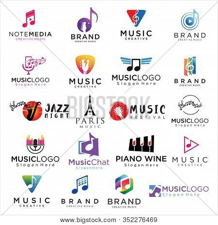 Big Set Of Logo Music And  Sound Design Vector Stock