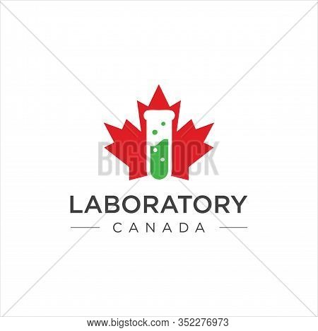 Maple Leaf Lab Logo Icon Stock Vector . Canadian Lab Logo Design Vector Illustration