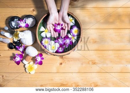 Spa Hand Massage Therapy Relax Treatment In Spa Salon. Happiness Beauty Skin Organic Massage Wellnes