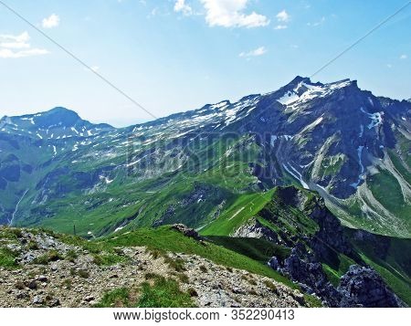 View Of The Ratikon Border Alpine Mountain Massif Or Rätikon Grenzmassiv (oder Raetikon) From Liecht