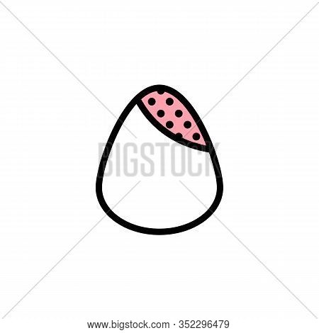 Vector Icon Smeary Egg Sponge In Flat Style With Black Stroke, Pink Fill And Circles Texture