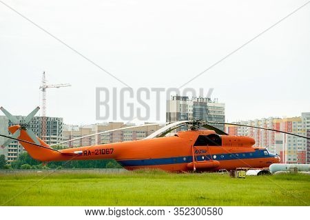 Tyumen, Russia - June 19, 2019: Aircraft Repair Helicopter Utair Engineering Plant. Detail Of Mil Mi