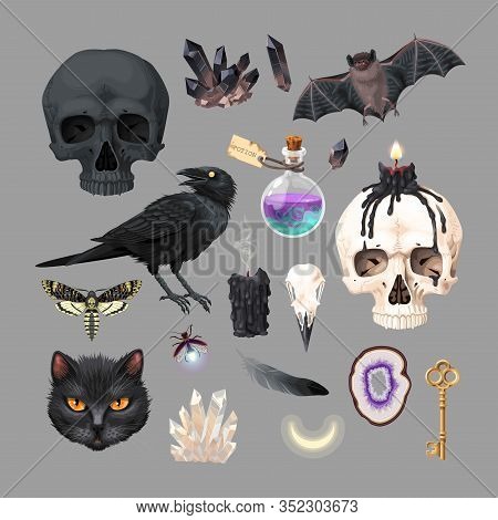 Vector High Detailed Black Magic Supplies Set