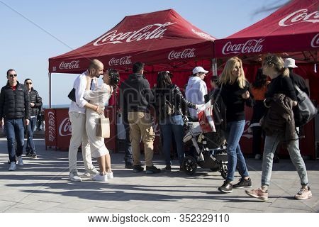 People At Last Day Of Sitges Carnival. Burial Carnestoltes - 