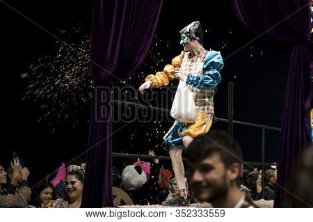 People At Last Day Of Sitges Carnival. Burial Carnestoltes - 