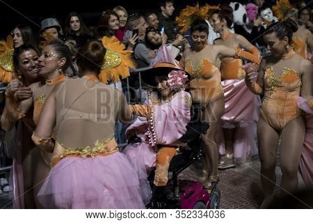 People At Last Day Of Sitges Carnival. Burial Carnestoltes - 