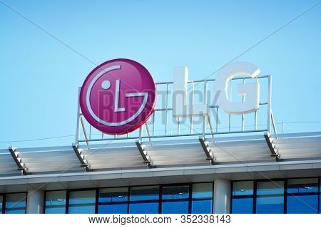 Warsaw, Poland. 31 Pctober 2018. Sign Lg. Company Signboard Lg.