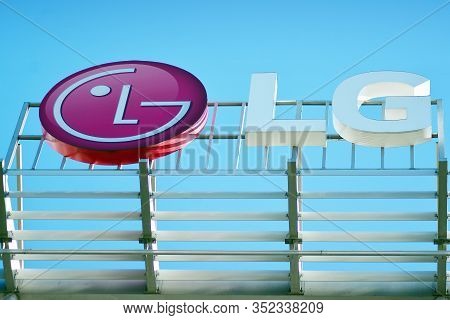 Warsaw, Poland. 31 Pctober 2018. Sign Lg. Company Signboard Lg.