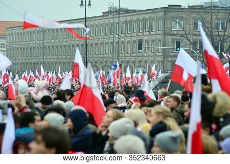 Warsaw, Poland.11 November 2018. Polands Independence Day Commemorates The Countrys Regained In The 