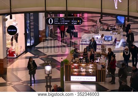 Warsaw, Poland. 31 March 2019. Interior Of Modern Shopping Center Arkadia.