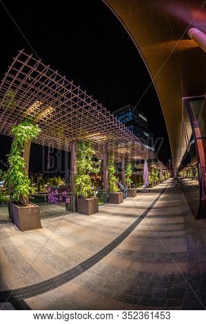 Timisoara, Romania - September 29, 2019: Night View Of Iulius Town, A City In A City, New Concept Th