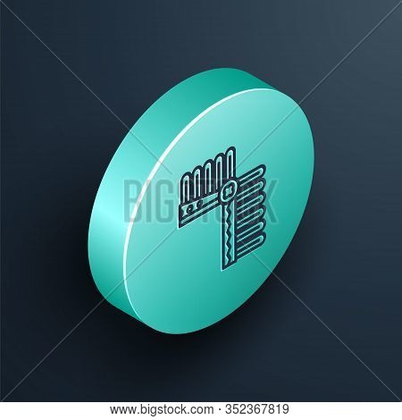 Isometric Line Indian Headdress With Feathers Icon Isolated On Black Background. Native American Tra