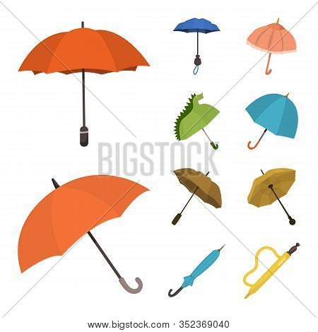 Vector Illustration Of Umbrella And Rain Logo. Set Of Umbrella And Weather Stock Symbol For Web.