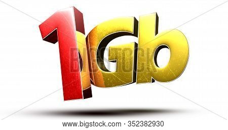 3d Illustration 1gb Red Gold Isolated On A White Background.(with Clipping Path).