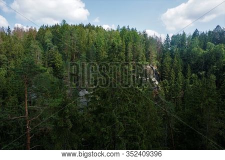 View From The Hermannseck To Sandstone Rocks Near Hinterhermsdorf, Saxon Switzerland