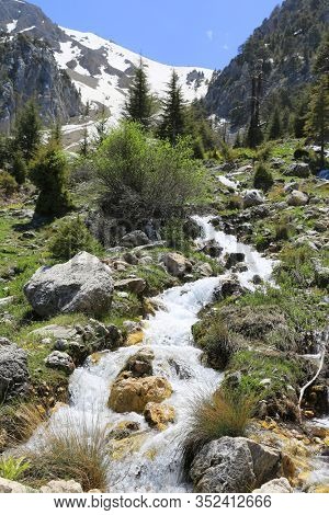 Landscape with mountain stream  near Tahtali Dagi in Turkey