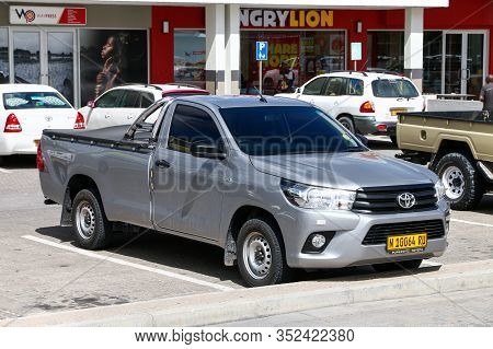 Rundu, Namibia - February 8, 2020: Pickup Truck Toyota Hilux In The Town Street.