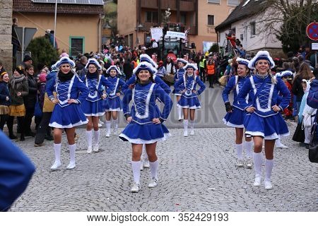 Laudenbach, Main-tauber-kreis, Germany - February 23, 2020: The Carnival Of Laudenbach