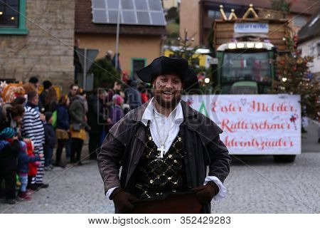 Laudenbach, Main-tauber-kreis, Germany - February 23, 2020: The Carnival Of Laudenbach